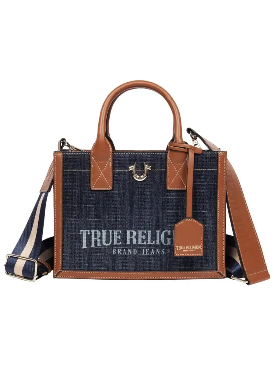 Современная джинсовая сумка-тоут с краевым эффектом True Religion — изображение 1 из 8, коричневый