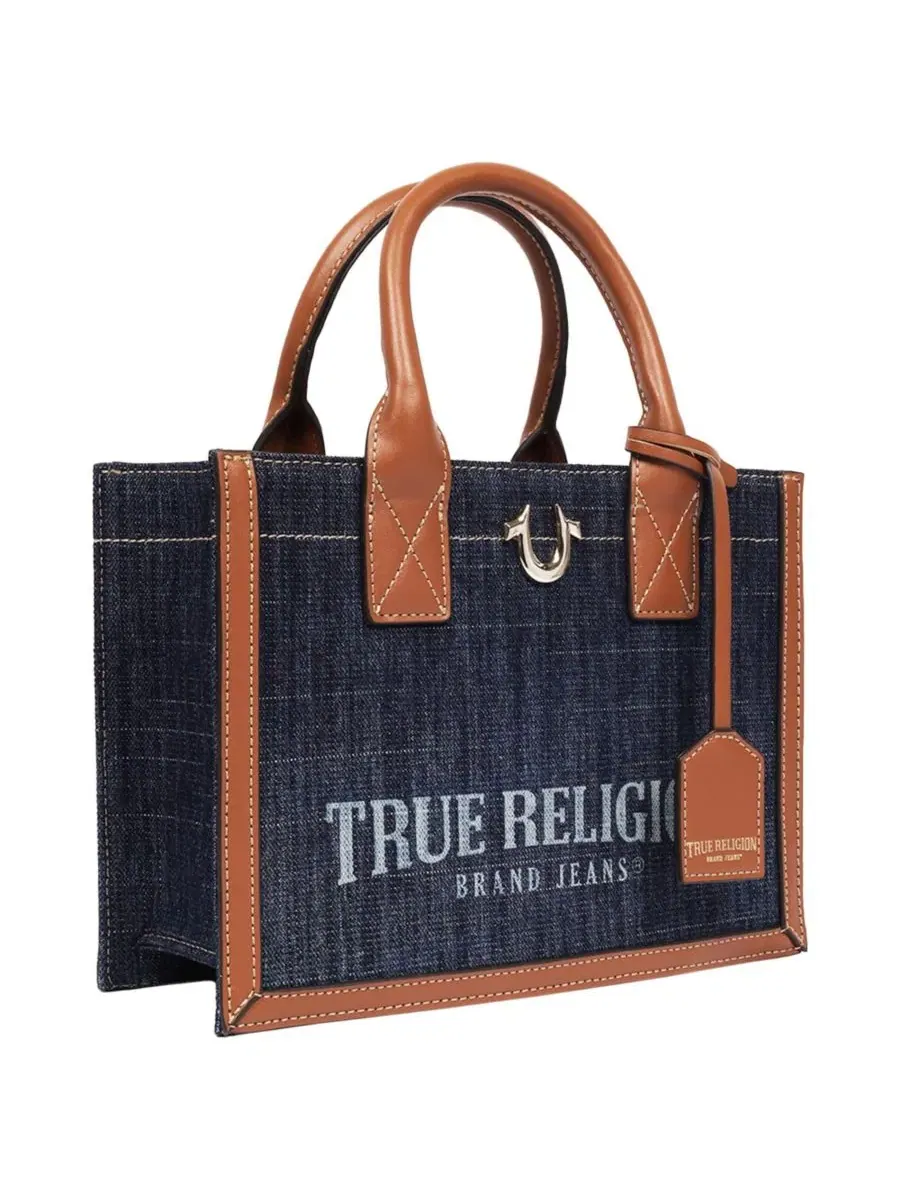 Современная джинсовая сумка-тоут с краевым эффектом True Religion — изображение 2 из 8, коричневый