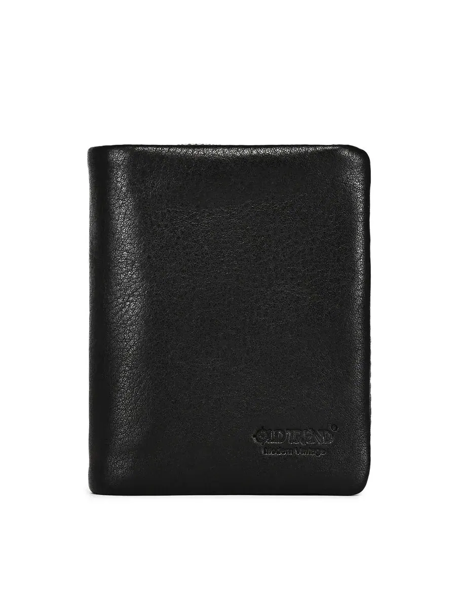 Кошелек-трифолд из натуральной кожи с RFID-защитой, Clover Trifold Wallet OLD TREND — изображение 1 из 8, черный
