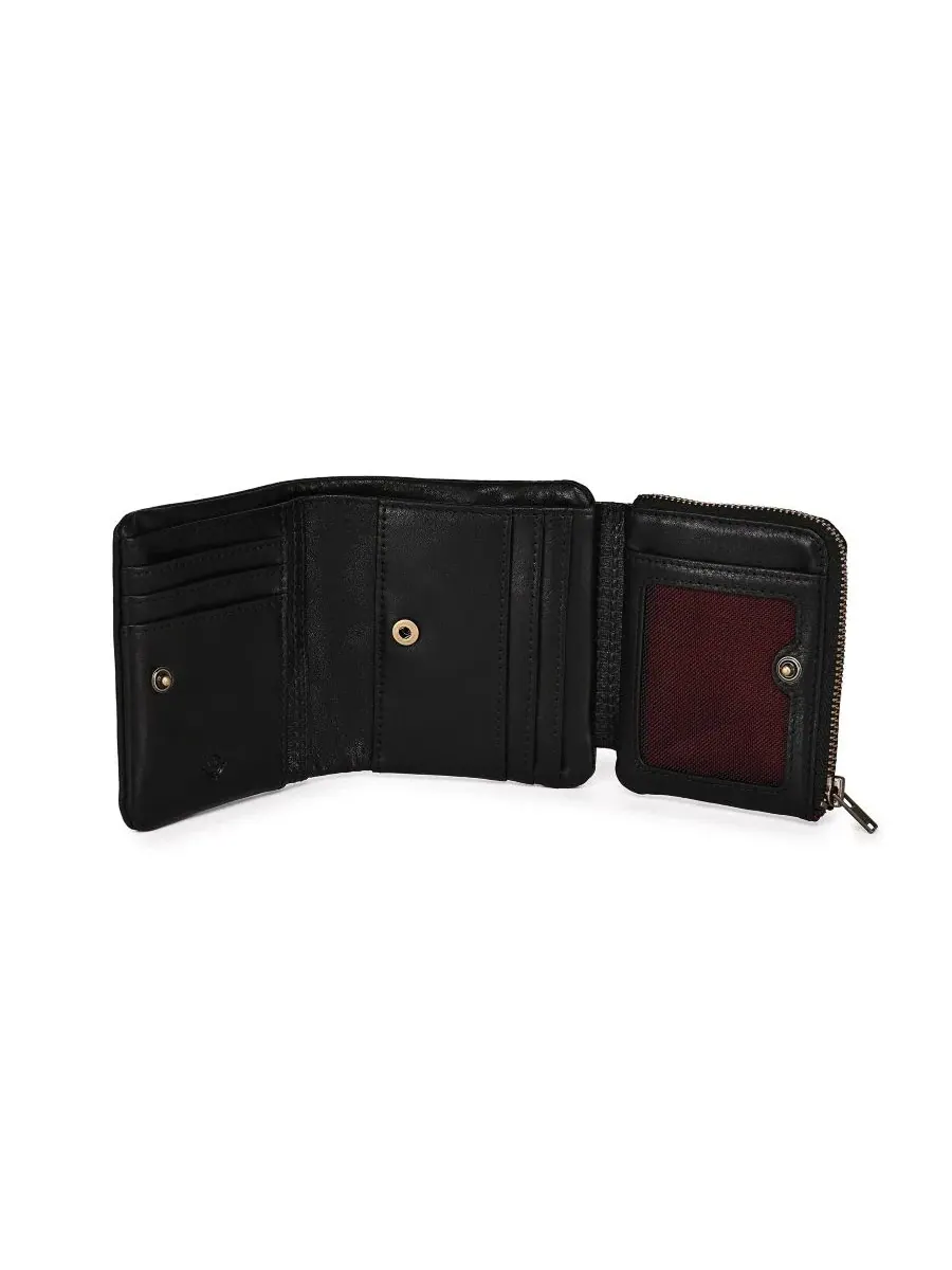 Кошелек-трифолд из натуральной кожи с RFID-защитой, Clover Trifold Wallet OLD TREND — изображение 8 из 8, черный