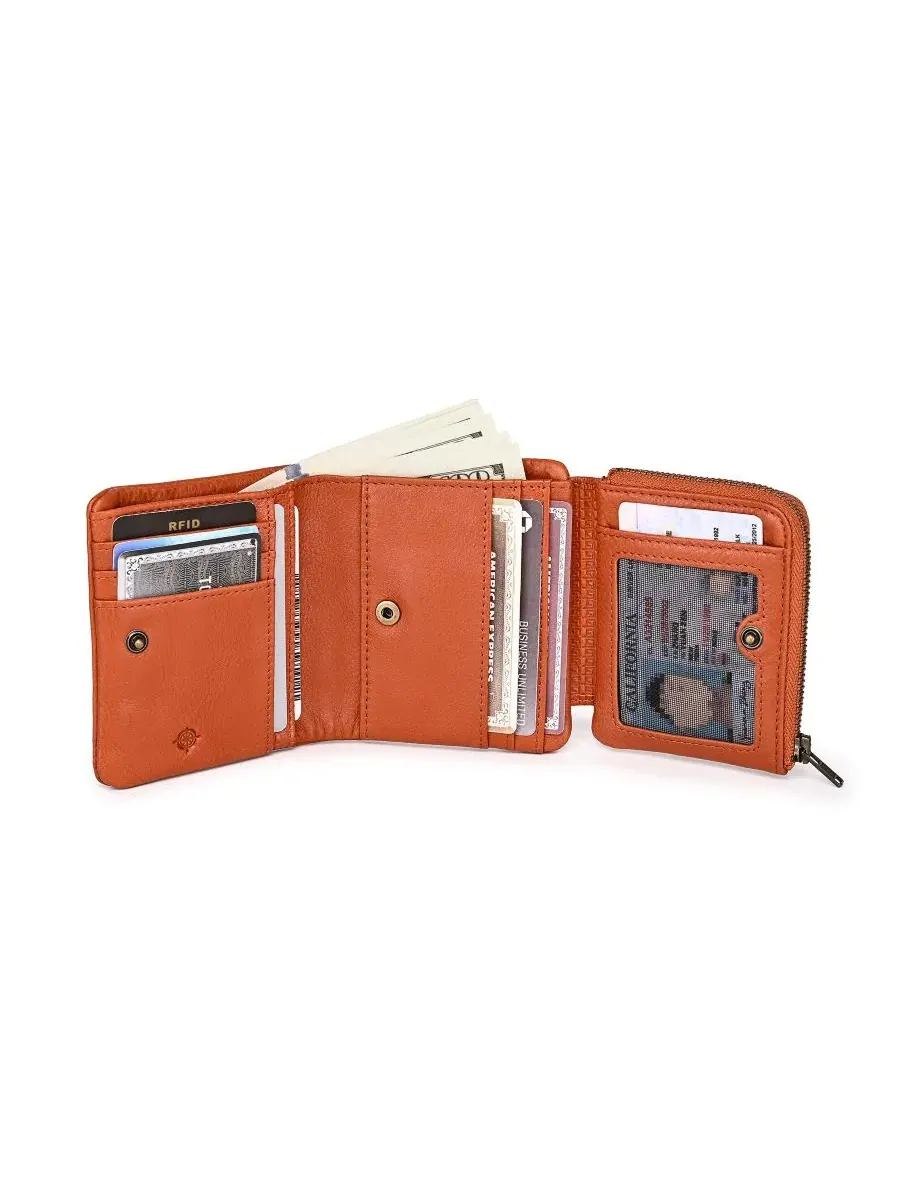 Трифолд кошелек из натуральной кожи с RFID-защитой, Clover Trifold Wallet OLD TREND — изображение 3 из 8
