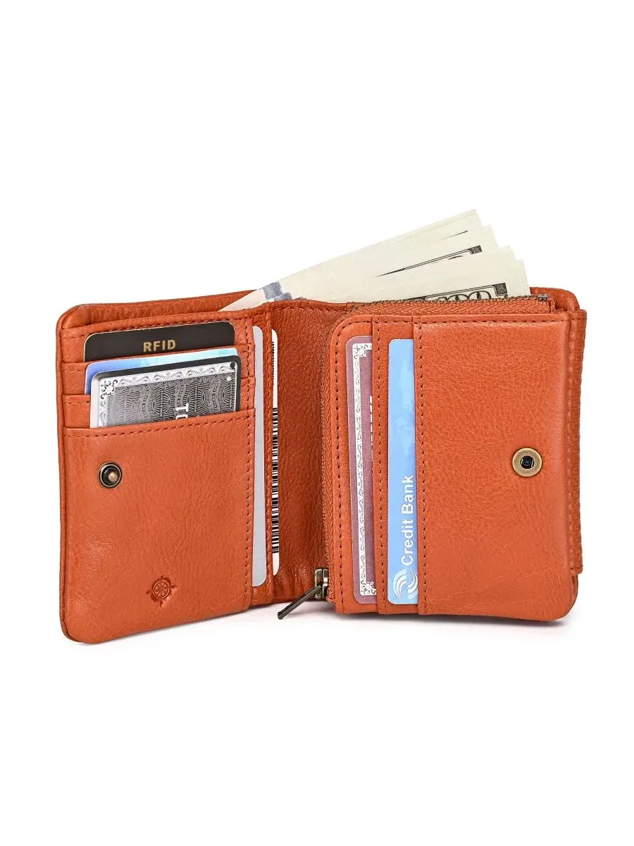 Трифолд кошелек из натуральной кожи с RFID-защитой, Clover Trifold Wallet OLD TREND — изображение 8 из 8