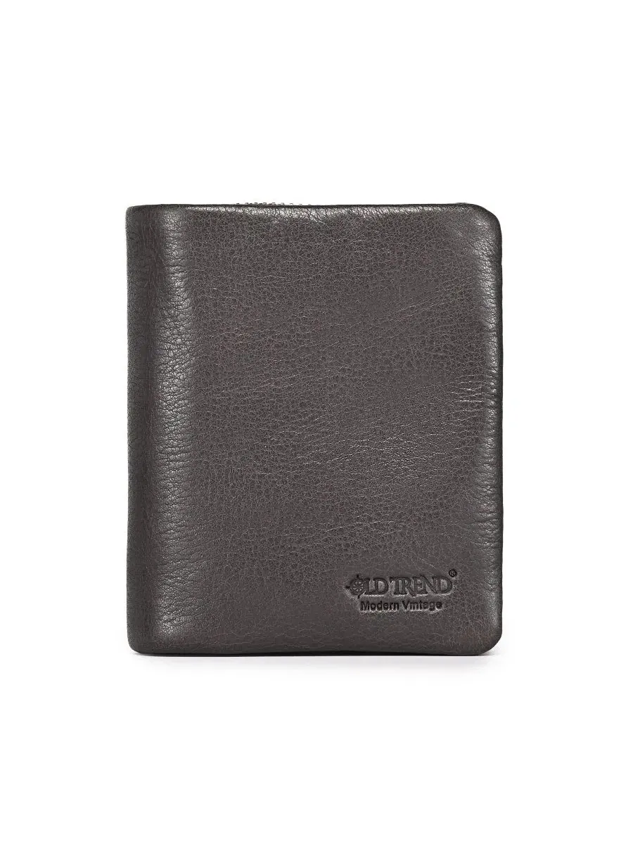 Кошелек-трифолд из натуральной кожи с RFID-защитой, модель Clover OLD TREND — изображение 1 из 8, серый
