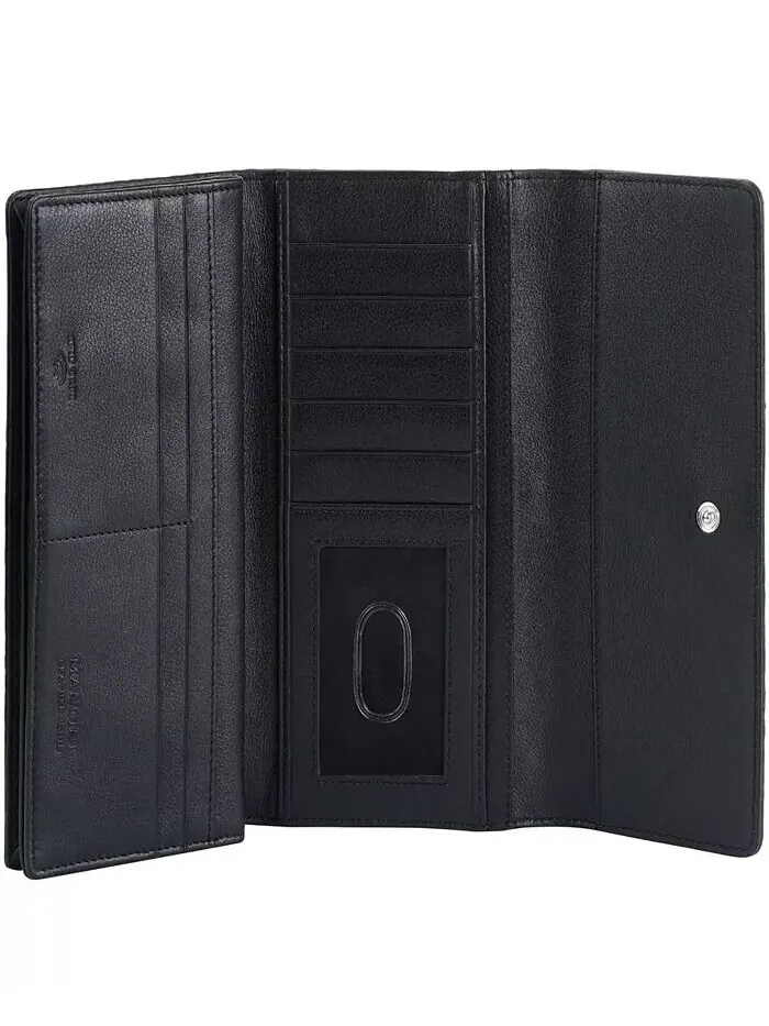 Женский кошелек Croco2 RFID Secure Quad Fold Mancini — изображение 6 из 9, черный