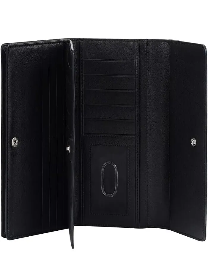 Женский кошелек Croco2 RFID Secure Quad Fold Mancini — изображение 7 из 9, черный