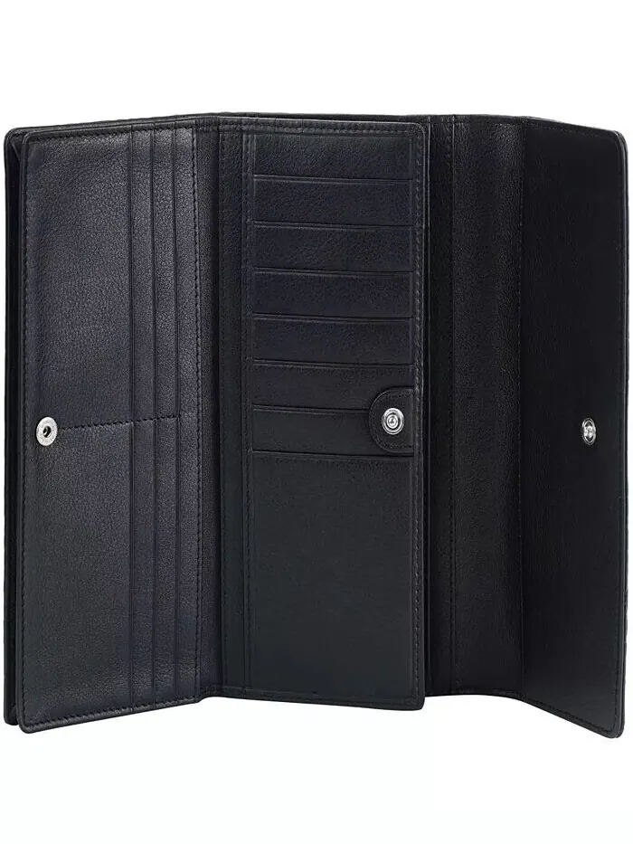 Женский кошелек Croco2 RFID Secure Quad Fold Mancini — изображение 8 из 9, черный