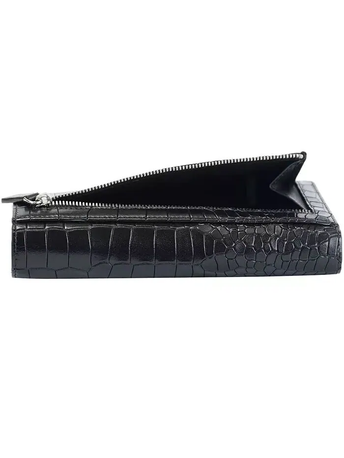 Женский кошелек Croco2 RFID Secure Quad Fold Mancini — изображение 9 из 9, черный