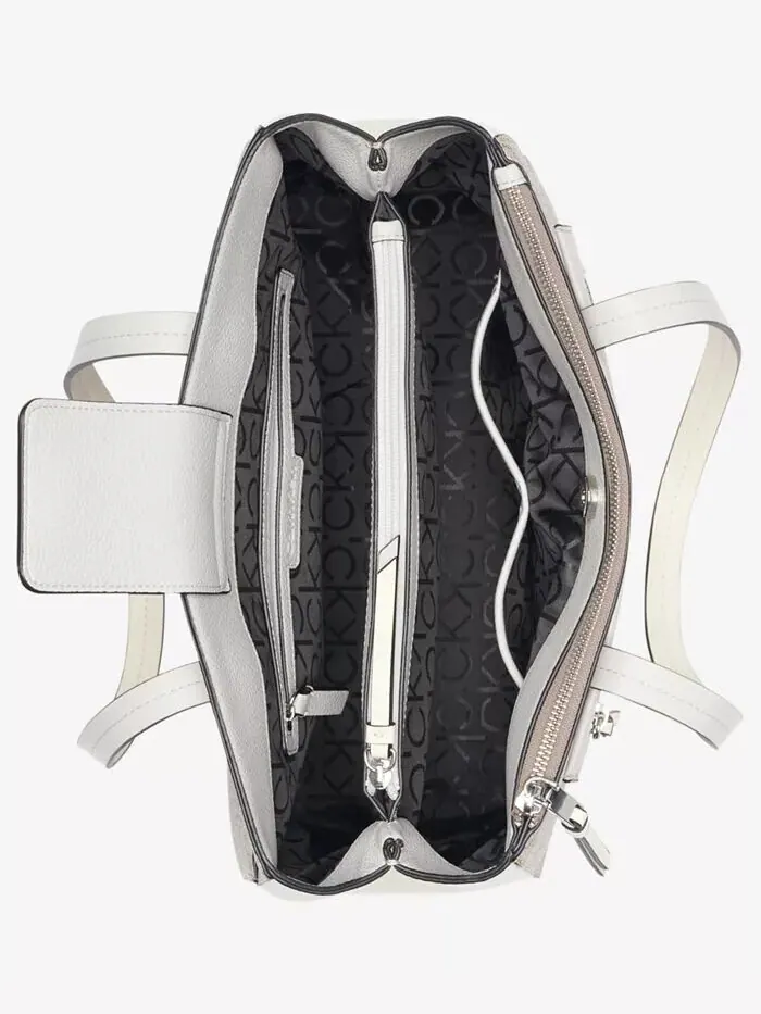 Белая сумка-тоут Hadley Signature с цветными блоками Calvin Klein — изображение 4 из 7, коричневый хаки//белый
