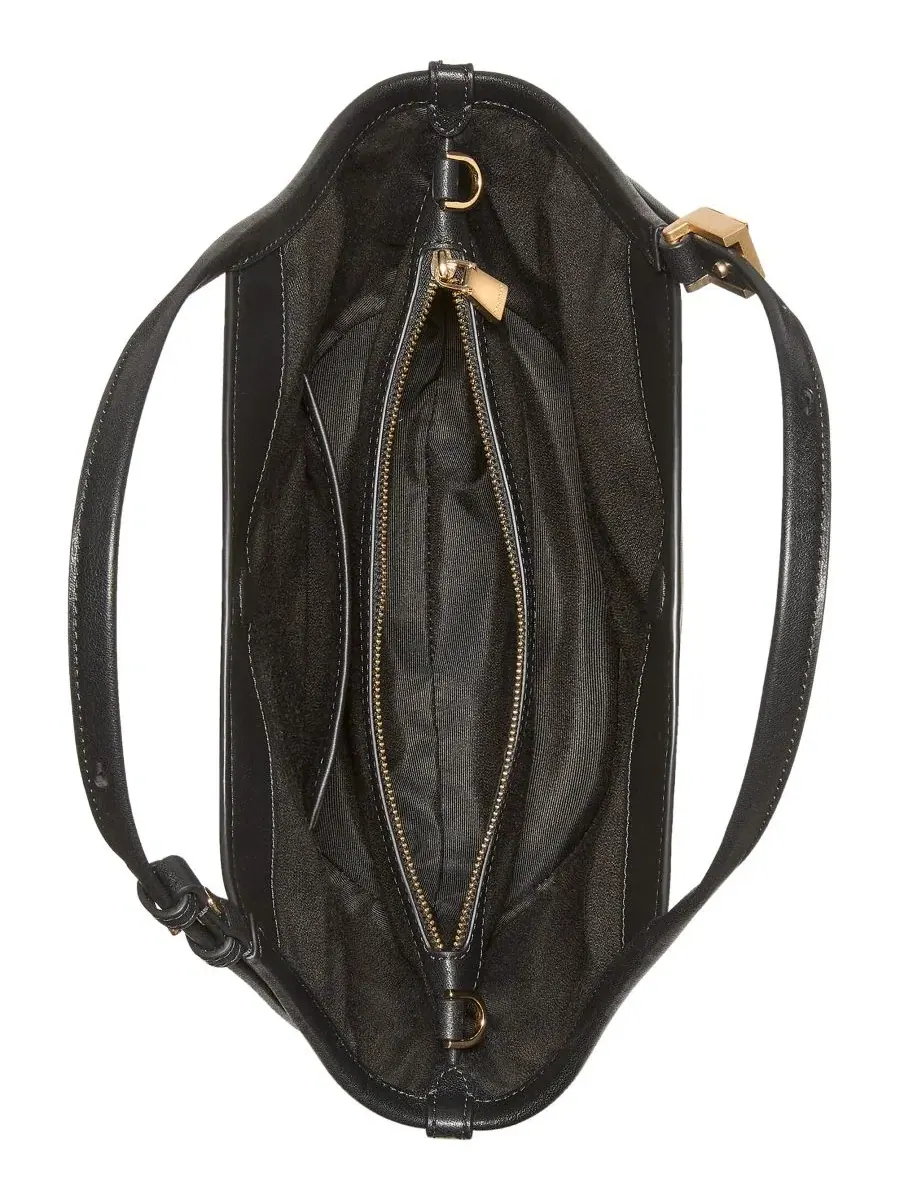 Сумка-шопер из кожи с принтом Deco Tulip Small Leather Tote Bag kate spade new york — изображение 3 из 4, черный