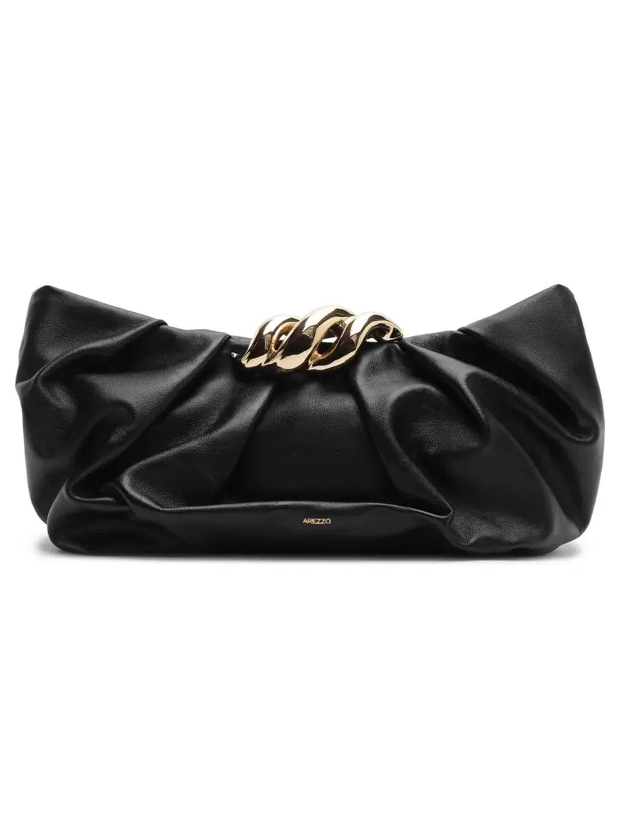 Клатч Caitlyn Medium Leather из кожи с цепочкой Arezzo — изображение 1 из 4, черный