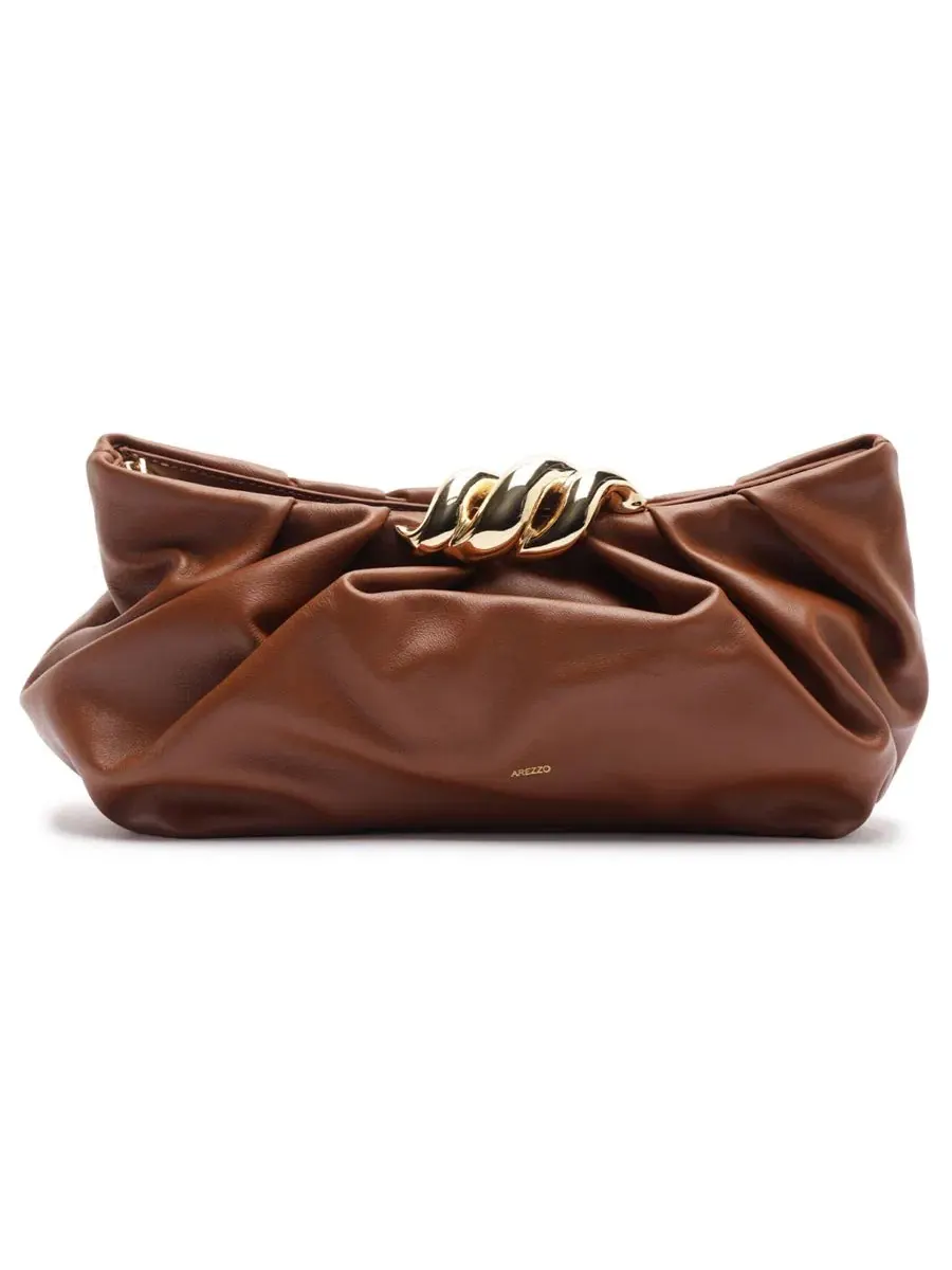 Клатч Caitlyn Medium Leather из кожи, 24 см, с брендом Arezzo — изображение 1 из 4, оранжевый