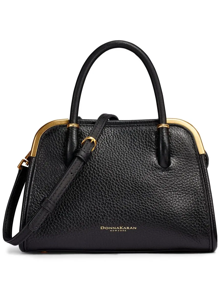 Сумка через плечо Satin Mini Crossbody Satchel Donna Karan New York — изображение 1 из 7, черный/золотистый