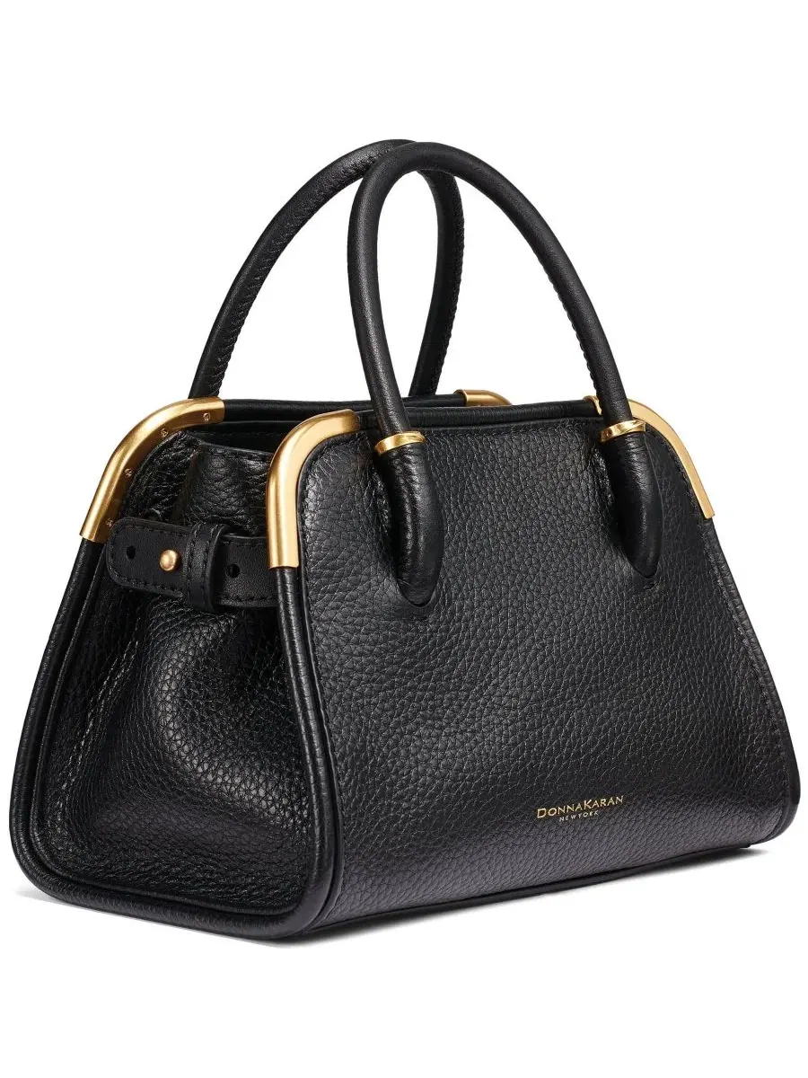 Сумка через плечо Satin Mini Crossbody Satchel Donna Karan New York — изображение 3 из 7, черный/золотистый