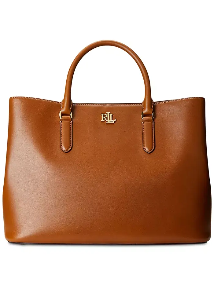 Женская сумка-сатчел Marcy Large из гладкой натуральной кожи Lauren Ralph Lauren — изображение 1 из 11, бежевый