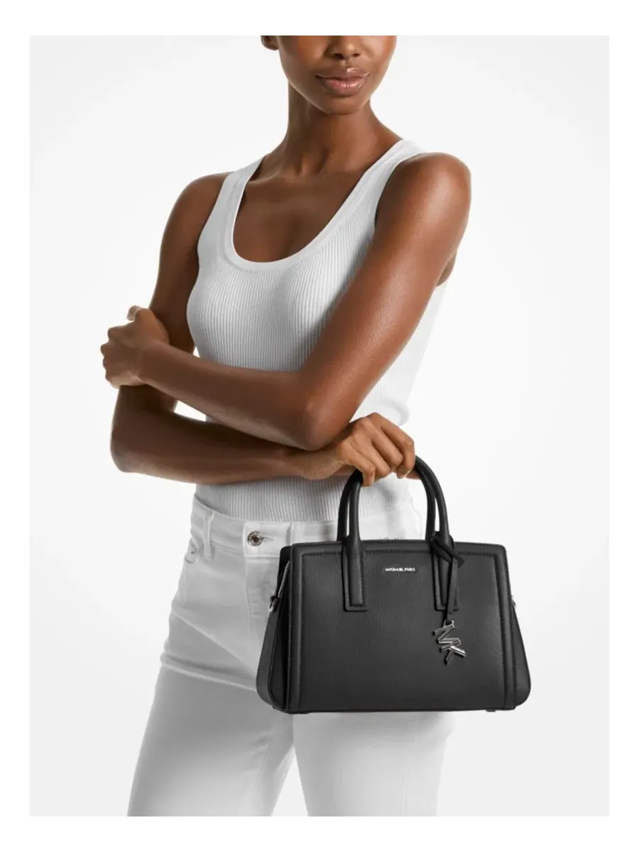Сумка малая сэтчел 100% натуральная кожа Michael Kors Laila Leather — изображение 2 из 5, черный/серебристый