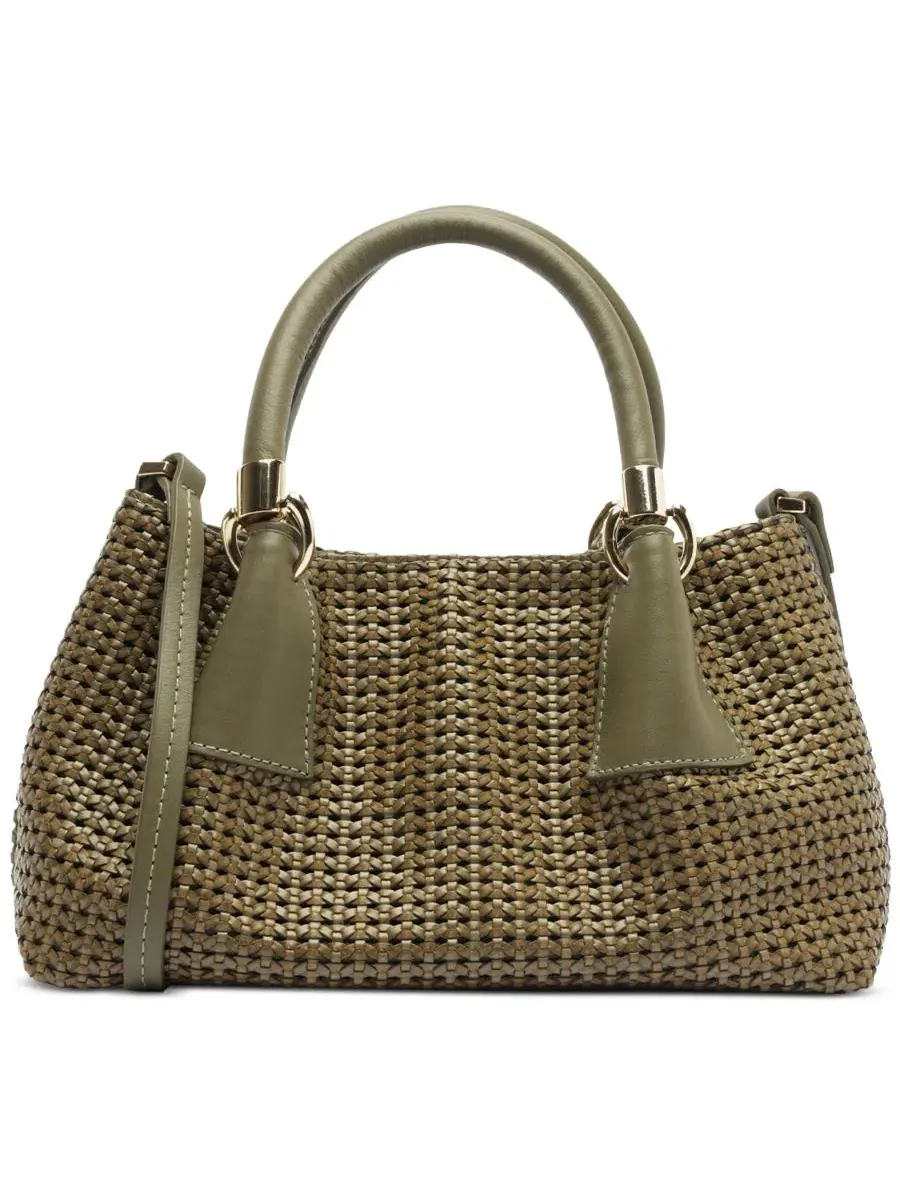 Сумка-шопер из плетеной кожи Eva Medium Tote Arezzo — изображение 2 из 5, зеленый