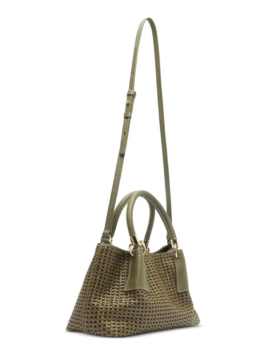 Сумка-шопер из плетеной кожи Eva Medium Tote Arezzo — изображение 3 из 5, зеленый