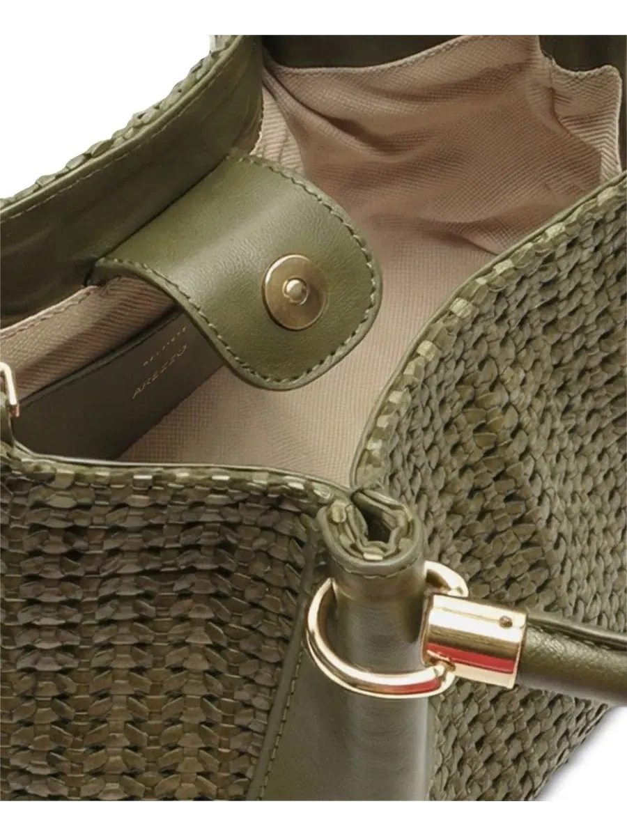 Сумка-шопер из плетеной кожи Eva Medium Tote Arezzo — изображение 4 из 5, зеленый