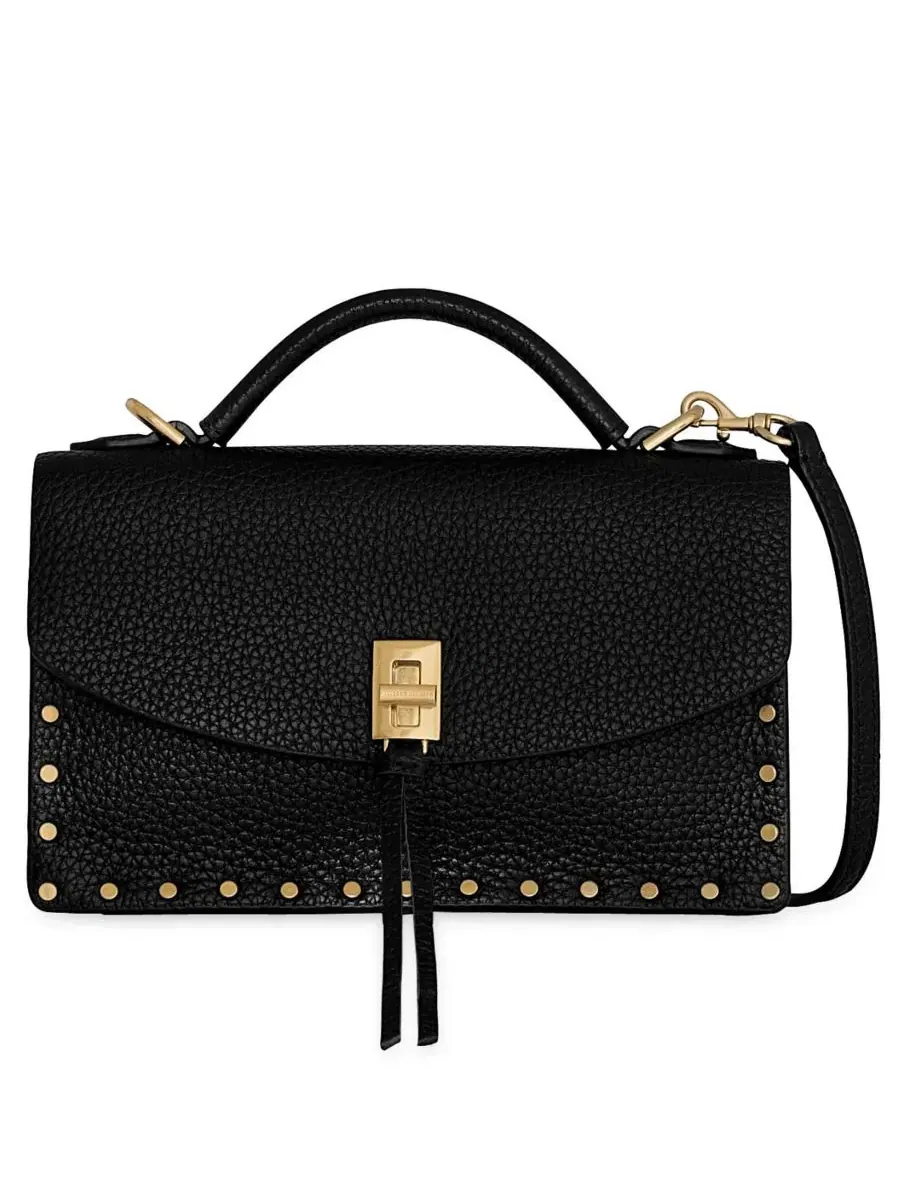 Небольшая сумка-сатчел с клапаном Darren Small Leather Top Handle Rebecca Minkoff — изображение 1 из 3, черный