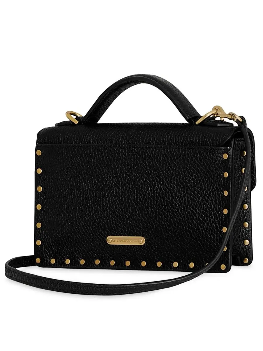 Небольшая сумка-сатчел с клапаном Darren Small Leather Top Handle Rebecca Minkoff — изображение 2 из 3, черный