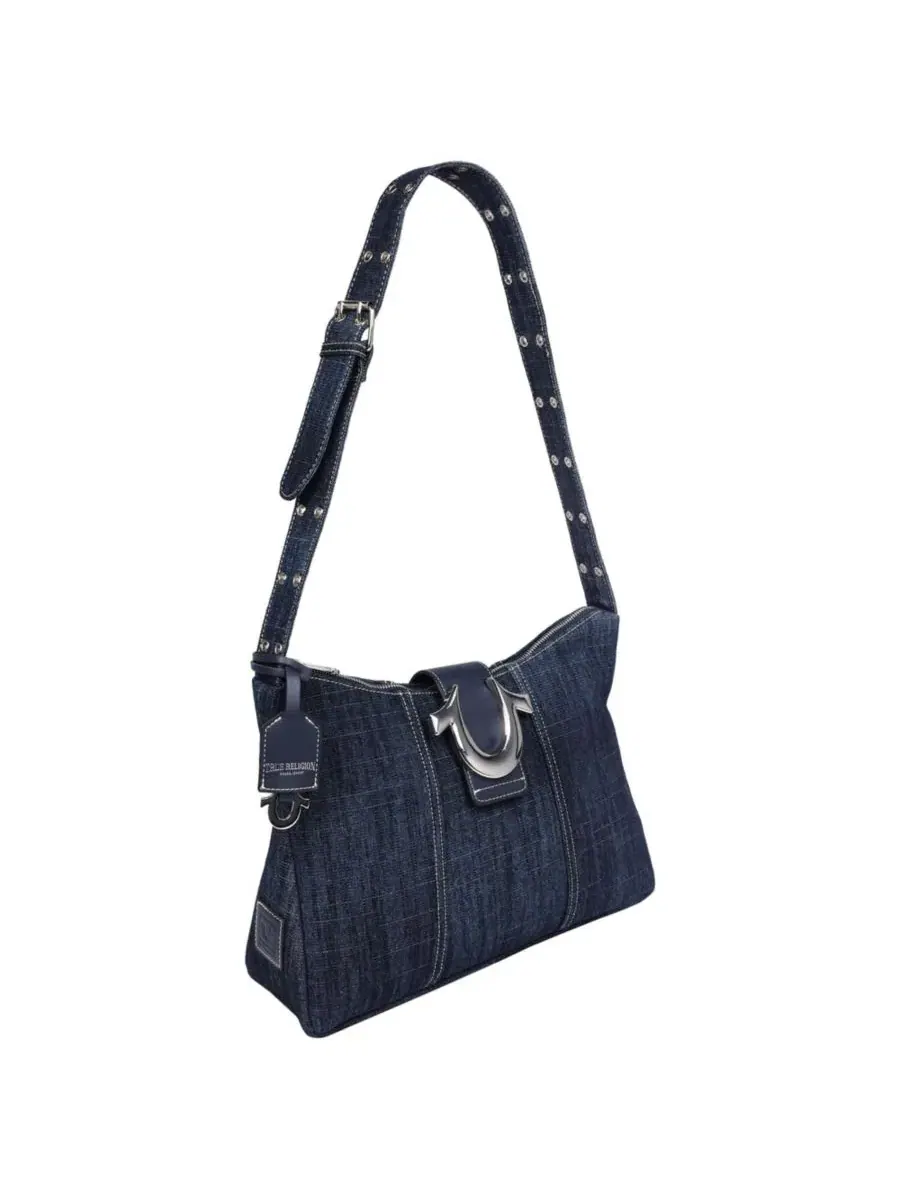 Сумка-хобо с джинсовым принтом Horseshoe Denim True Religion — изображение 2 из 6, темный джинсовый синий