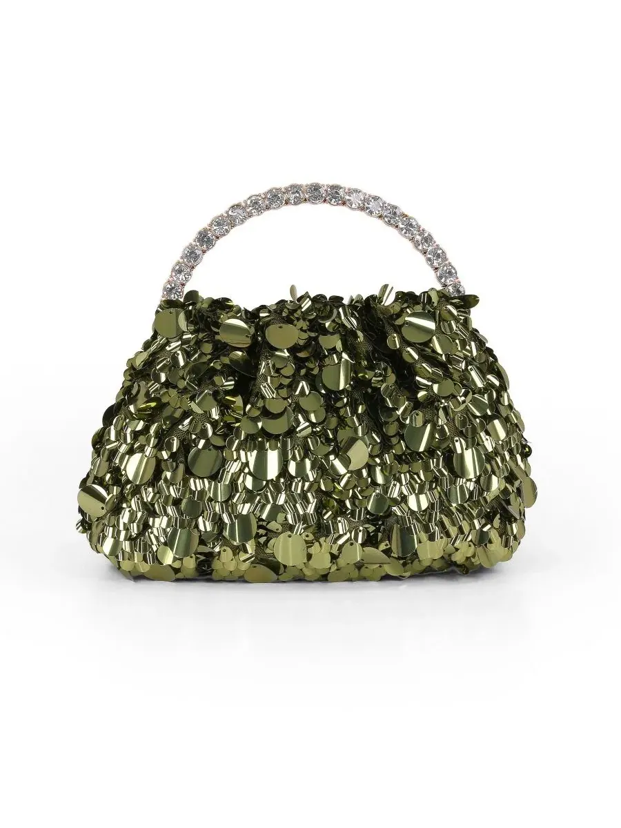 Вечерний клатч с кристальной ручкой Holly Jewel Badgley Mischka — изображение 1 из 4, зеленый