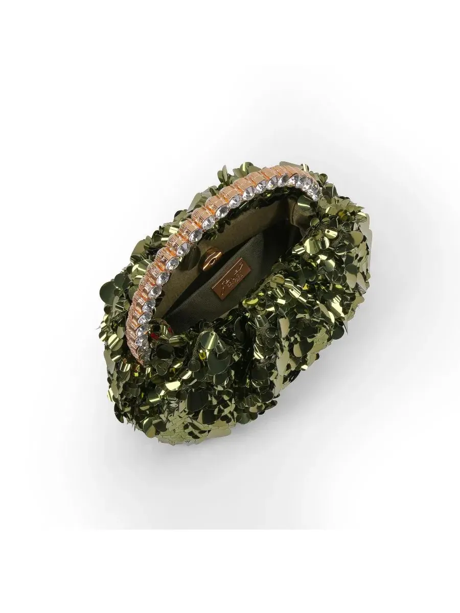 Вечерний клатч с кристальной ручкой Holly Jewel Badgley Mischka — изображение 3 из 4, зеленый