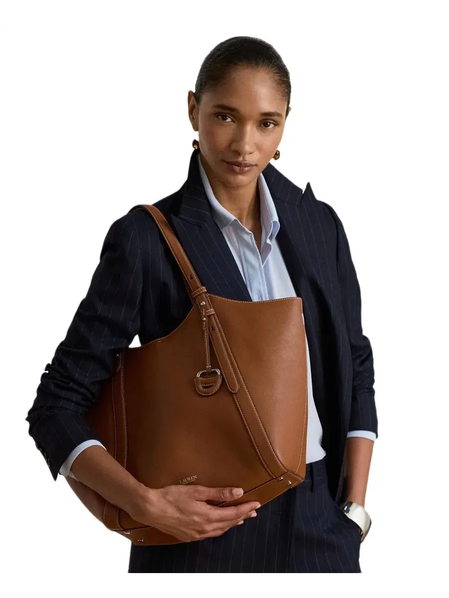 Сумка-тоут Tasha Extra-Large Leather Lauren Ralph Lauren — изображение 2 из 6, бежевый