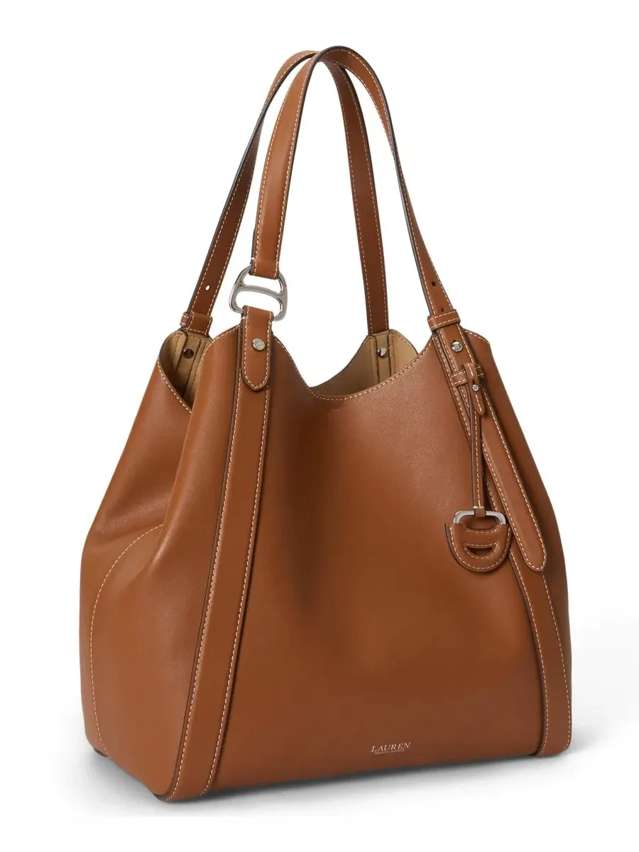 Сумка-тоут Tasha Extra-Large Leather Lauren Ralph Lauren — изображение 4 из 6, бежевый