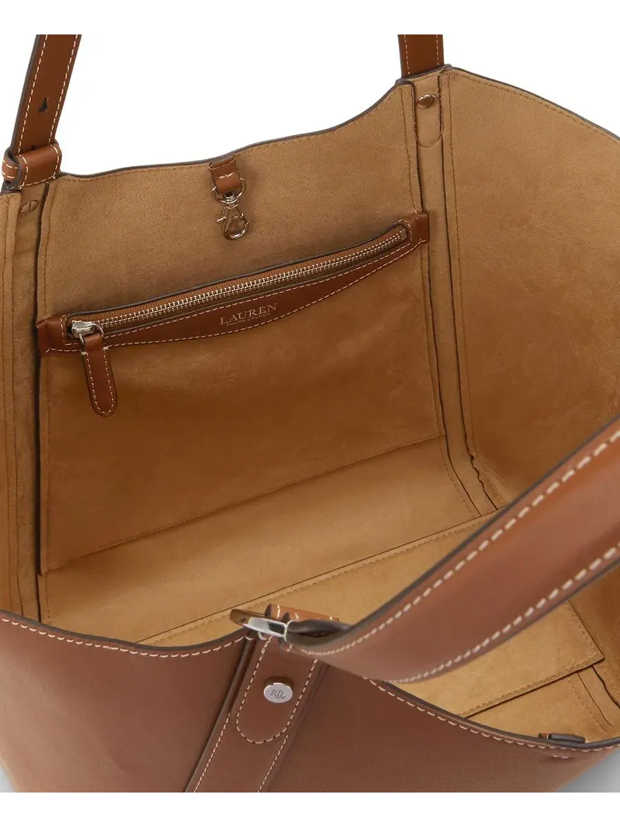 Сумка-тоут Tasha Extra-Large Leather Lauren Ralph Lauren — изображение 5 из 6, бежевый