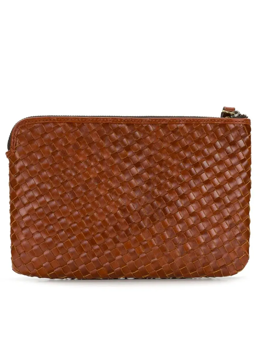 Клатч на запястье Leisha Woven Leather Zip-Top Patricia Nash — изображение 4 из 6, коричневый