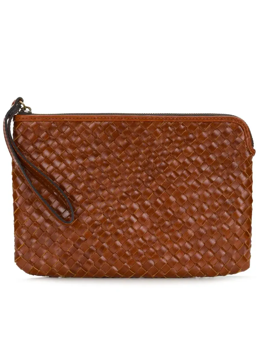 Клатч на запястье Leisha Woven Leather Zip-Top Patricia Nash — изображение 5 из 6, коричневый