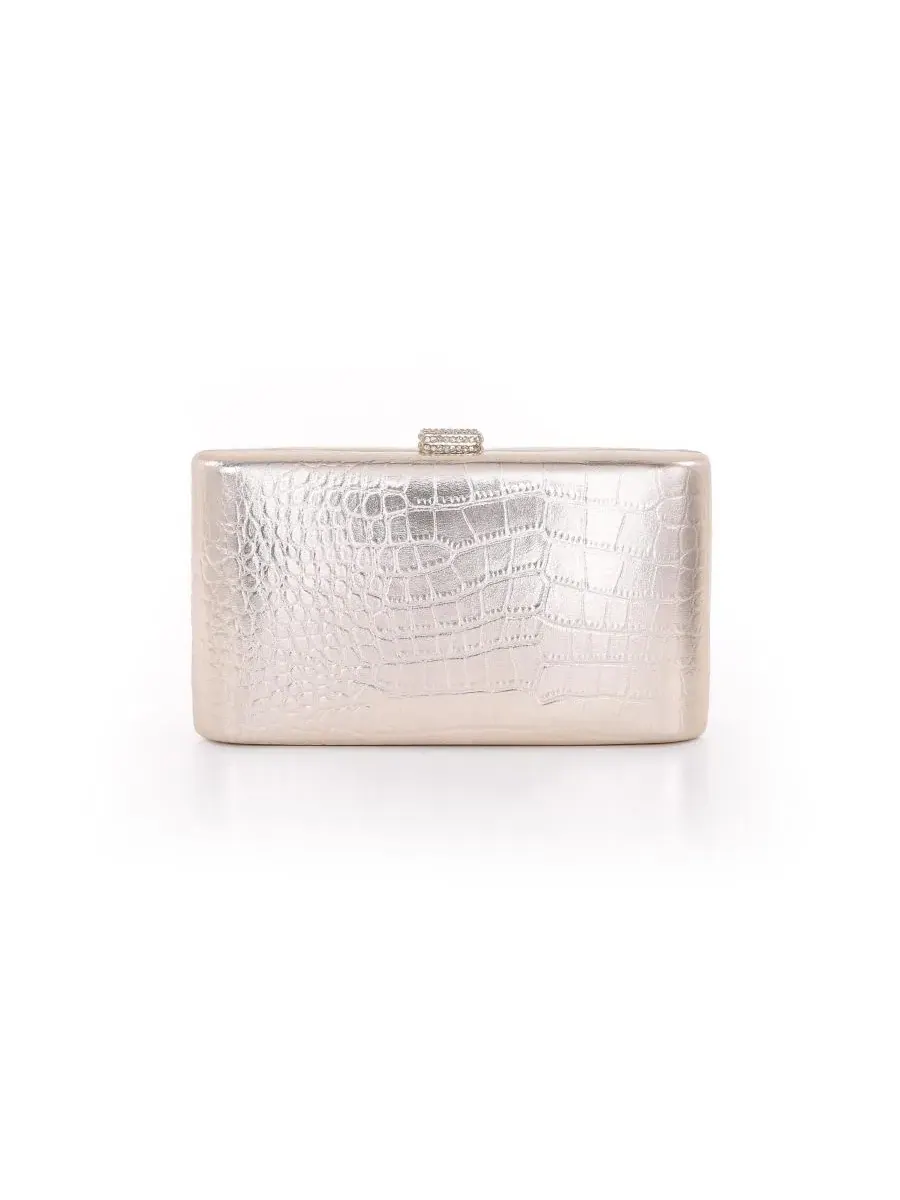 Клатч-минаудьер с крокодиловым тиснением Lula Croc Embossed Jewel Badgley Mischka — изображение 1 из 4, золото