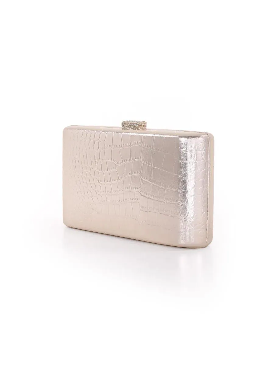 Клатч-минаудьер с крокодиловым тиснением Lula Croc Embossed Jewel Badgley Mischka — изображение 2 из 4, золото