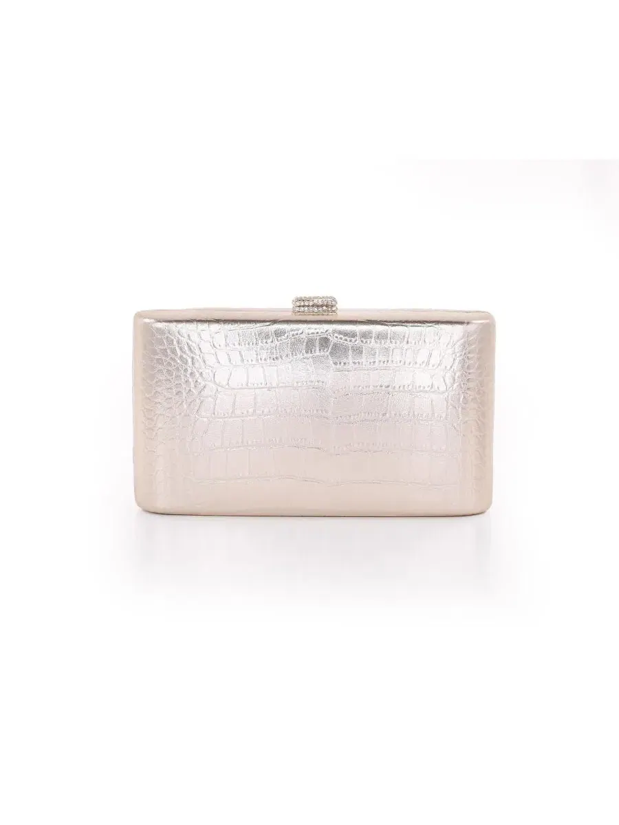 Клатч-минаудьер с крокодиловым тиснением Lula Croc Embossed Jewel Badgley Mischka — изображение 3 из 4, золото
