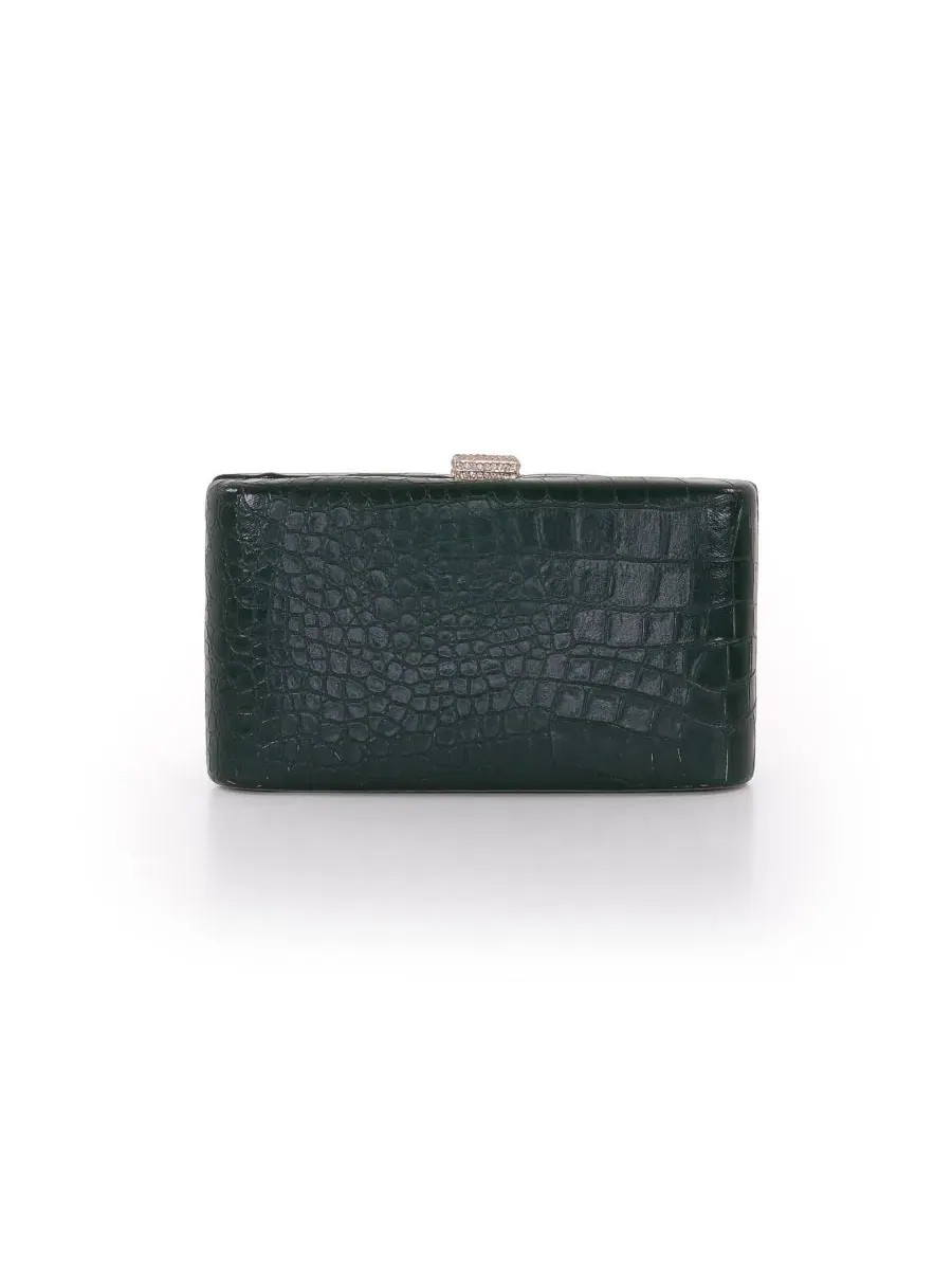Вечерний клатч с тиснением под крокодила Lula Croc Embossed Leather Minaudiere Jewel Badgley Mischka — изображение 1 из 4