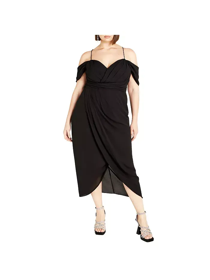Платье макси Plus Size Entwine CITY CHIC — изображение 1 из 3, черный