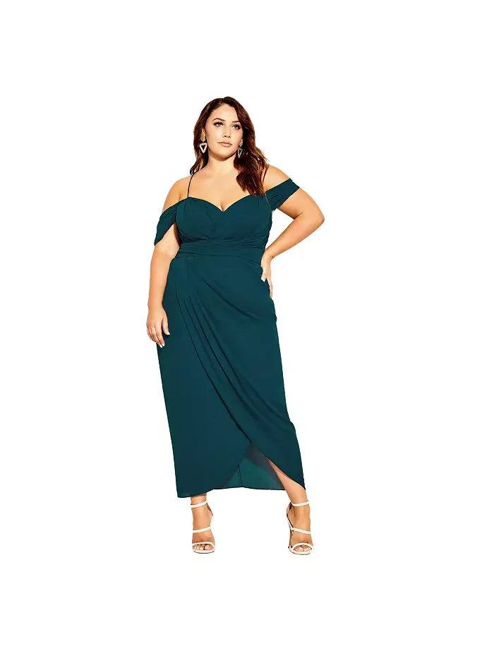 Платье макси Plus Size Entwine CITY CHIC — изображение 1 из 3, изумруд