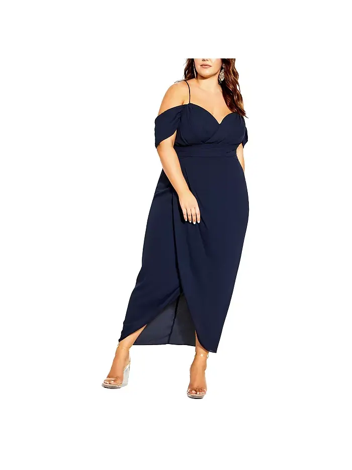 Платье макси Plus Size Entwine CITY CHIC — изображение 1 из 5, темно-синий