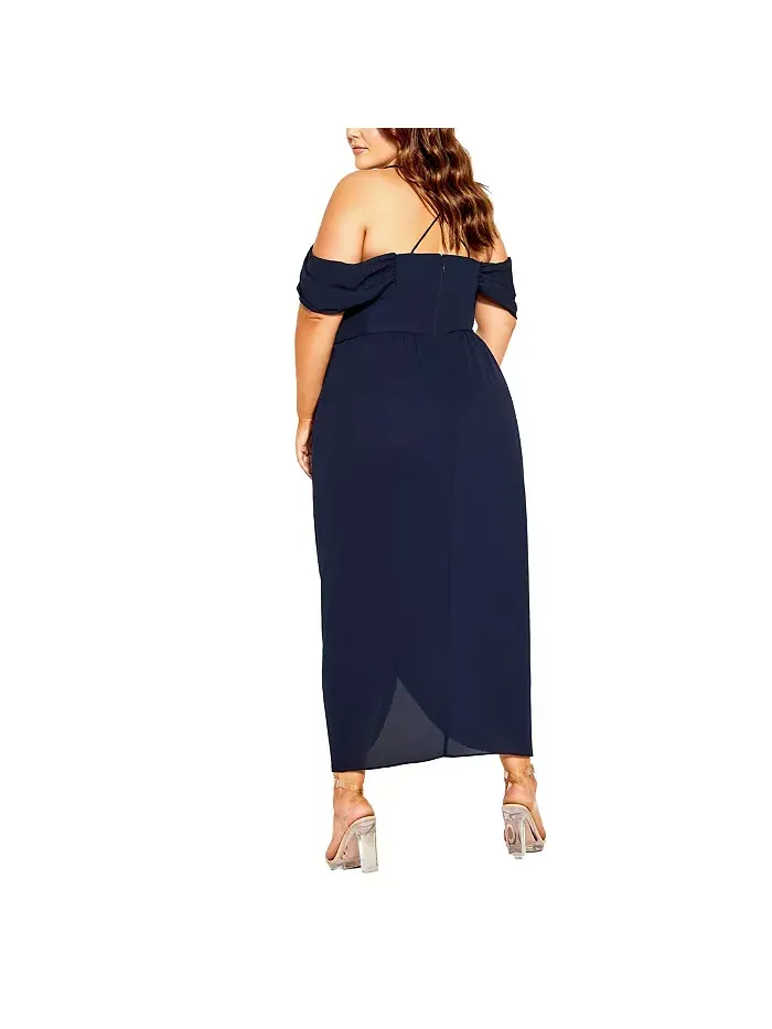 Платье макси Plus Size Entwine CITY CHIC — изображение 3 из 5, темно-синий