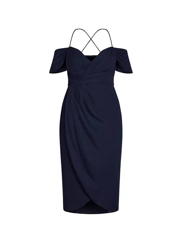 Платье макси Plus Size Entwine CITY CHIC — изображение 5 из 5, темно-синий
