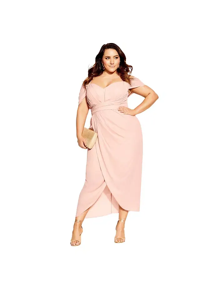 Платье макси Plus Size Entwine CITY CHIC — изображение 1 из 3, розовый