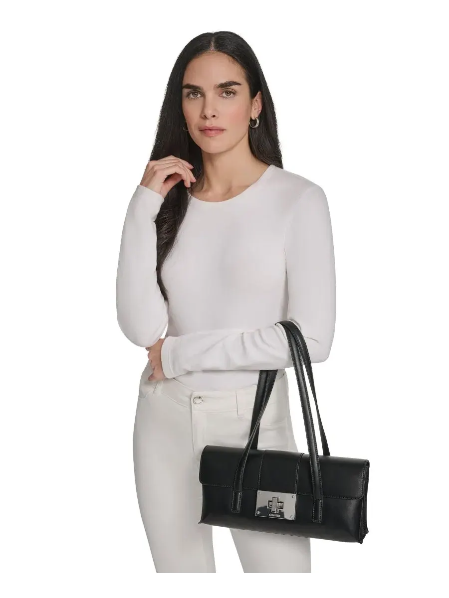 Сумка через плечо Saige Medium Calvin Klein — изображение 2 из 12, черный/серебристый