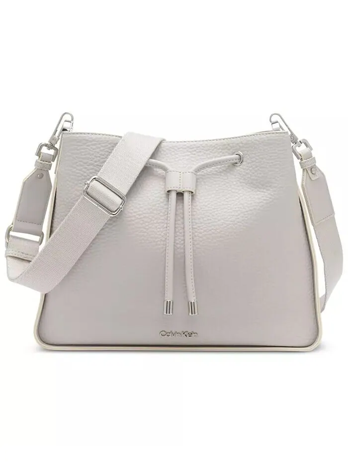 Сумка-хобо Calvin Klein Fay со шнурком, серая — изображение 1 из 8, серый