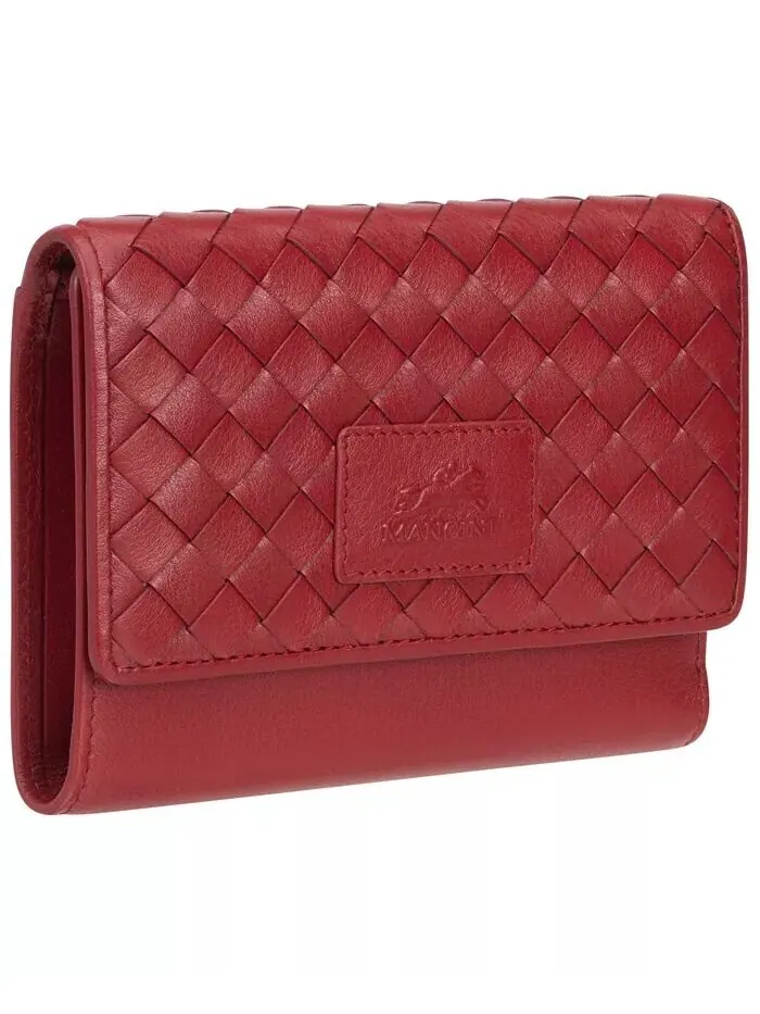 Женская коллекция Basket Weave, мини-кошелек-клатч с защитой RFID Mancini — изображение 2 из 5, красный