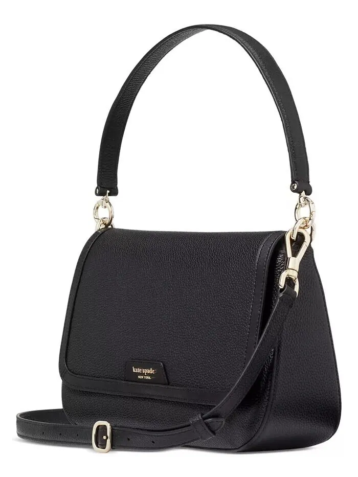 Маленькая сумка на плечо Hudson из шагреневой кожи с клапаном Kate Spade New York — изображение 3 из 6, черный