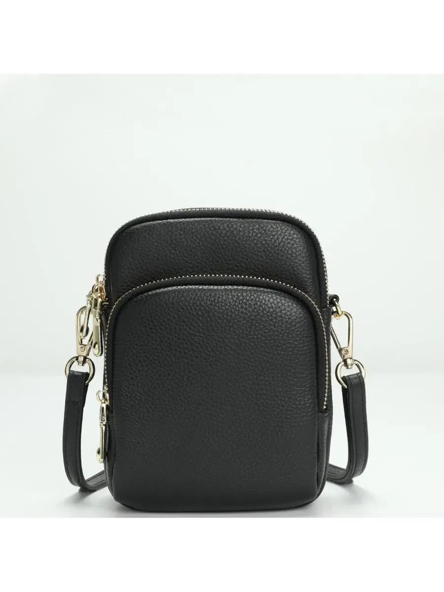 Мини-сумка через плечо из тисненой кожи Pace Pebbled Leather SUSU — изображение 2 из 7, черный