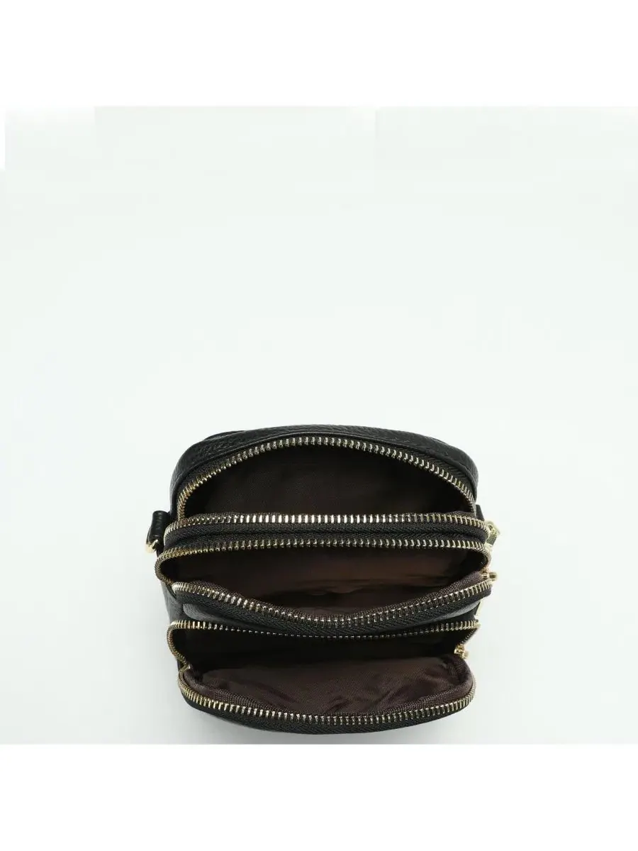 Мини-сумка через плечо из тисненой кожи Pace Pebbled Leather SUSU — изображение 6 из 7, черный