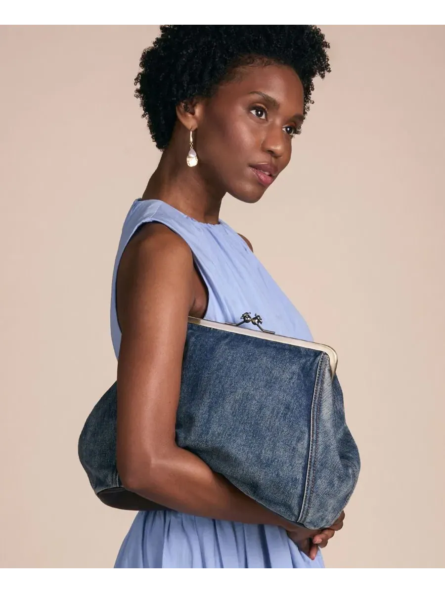 Клатч-конверт Vivienne Medium Denim Frame Clutch Patricia Nash — изображение 3 из 8, темный джинсовый синий