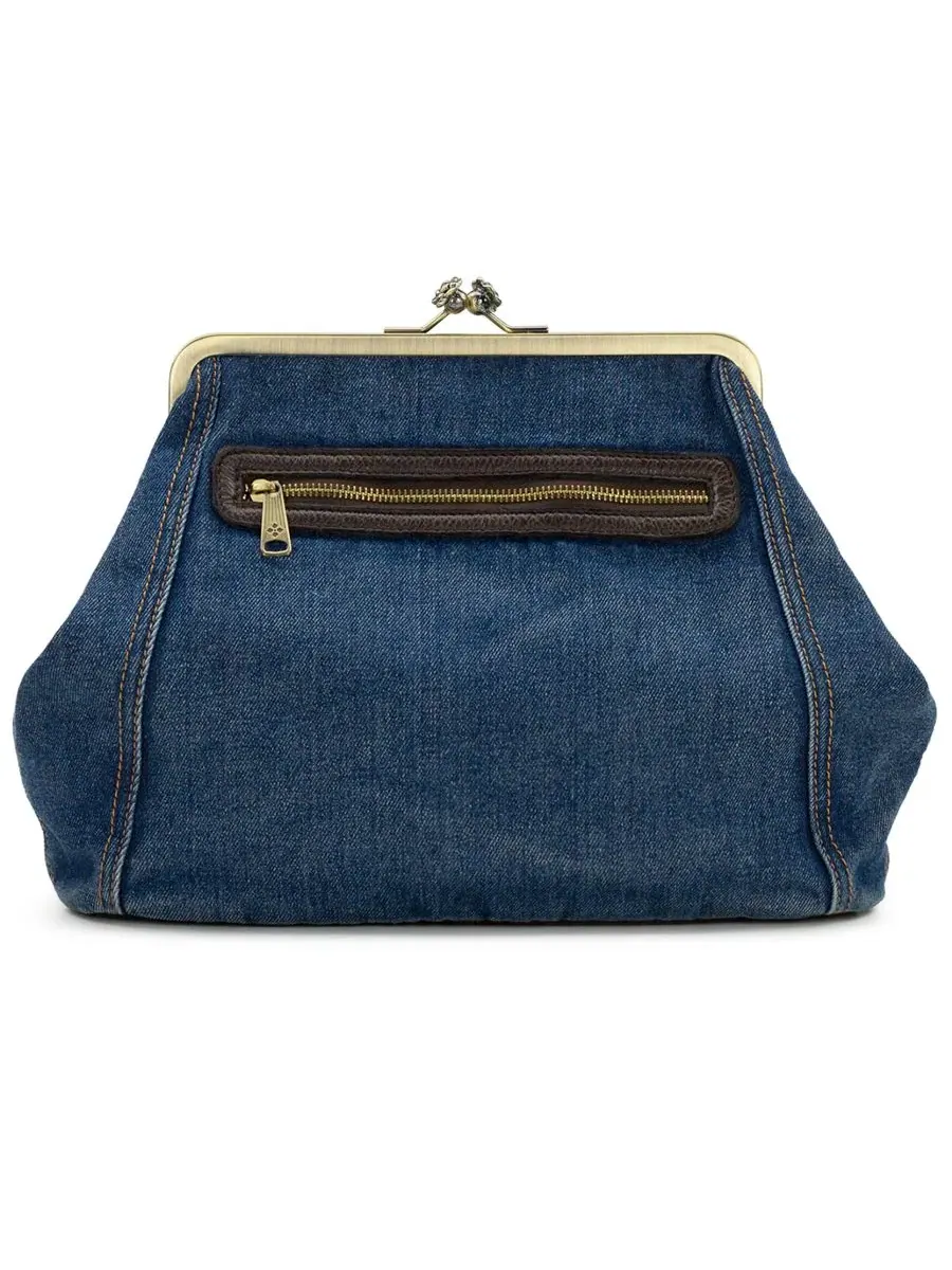 Клатч-конверт Vivienne Medium Denim Frame Clutch Patricia Nash — изображение 4 из 8, темный джинсовый синий